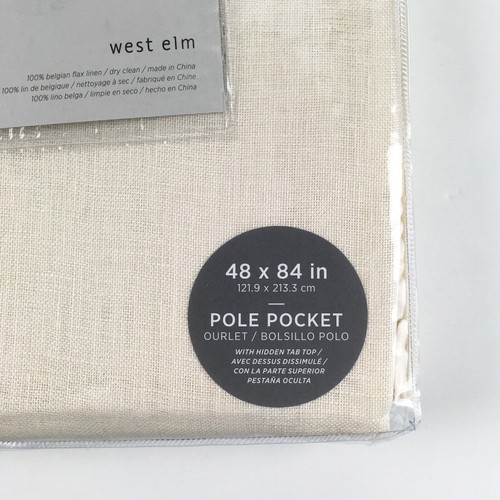 2 West Elm Belgian Flax Linen Sheer Curtains 48x84 Ivory (NEW) - Picture 6 of 7