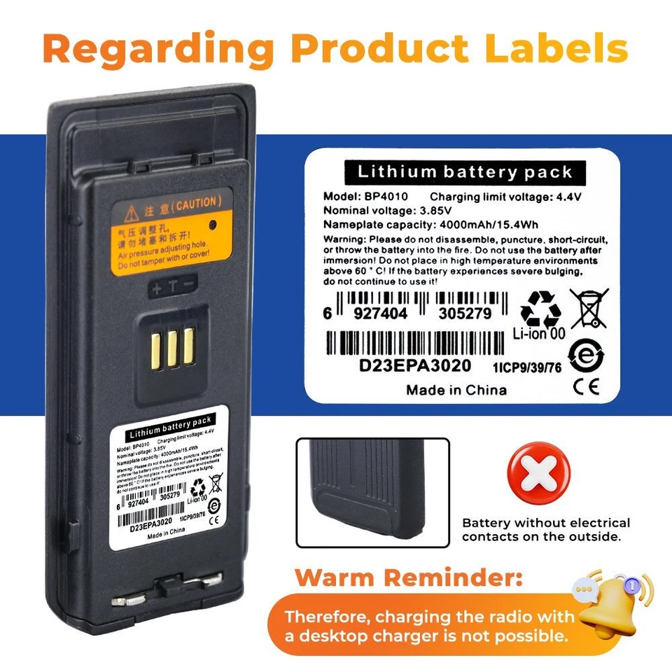 10X 4000mAh BP4010 Li-ion Battery For HYT Hytera AP510 AP515 AP518 AP525LF Radio - Image 4 of 4