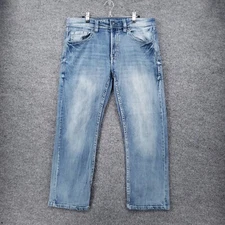 TK Axel Jeans Mens 34x28 Blue Slim Boot Cut Stretch Medium Wash Zip Fly Denim