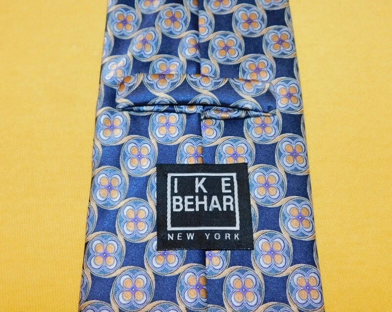 IKE BEHAR 美国制造蓝色/橙色花卉领带-领带-设计师领带。 — 第 3/3 张图片