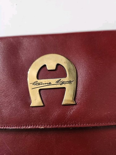Vintage 70s ETIENNE AIGNER Oxblood Handmade Leather Clutch Purse Shoulder Bag - Picture 2 of 11