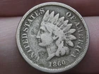 1860 Copper Nickel Indian Head Cent Penny- Rounded Bust, Fine Details