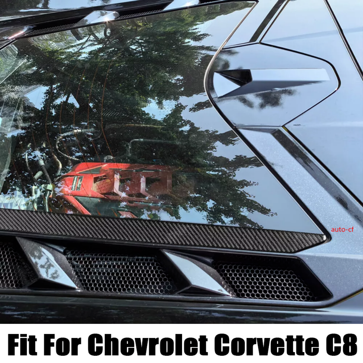 For Corvette C8 2020-24 Real Carbon Fiber Car Externally Rear Glass Trim Strip