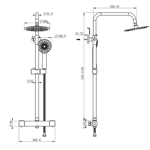 AICA Colonna doccia con miscelatore termostatico, rubinetto doccia 280x40mm - Foto 16 di 56