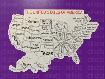 One (1) Large US Map Fridge Magnet STYLE B: 