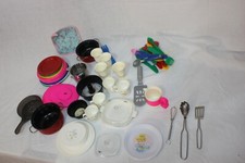 Vintage Child's Doll Tea Play Dishes LARGE LOT USED lets play house RARE