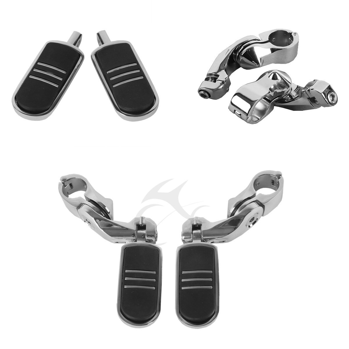1-1/4" Short Angled Pegstreamliner Highway Engine Guard Foot Pegs For Harley - Chrome & Black