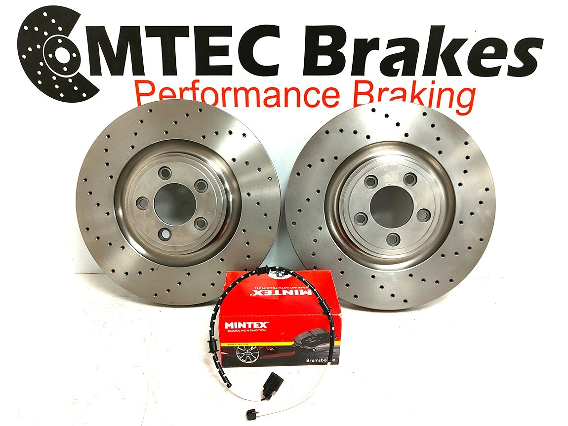 FRONT REAR BRAKE DISCS PADS WEAR SENSORS FOR JAGUAR XF 3.0d DRILLED