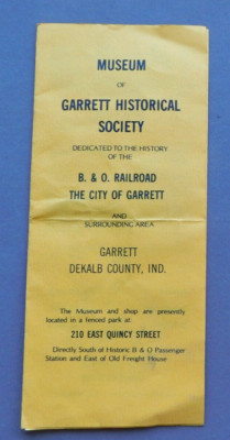 Museum of Garrett Historical Society: B & O Railroad - Indiana museum ...