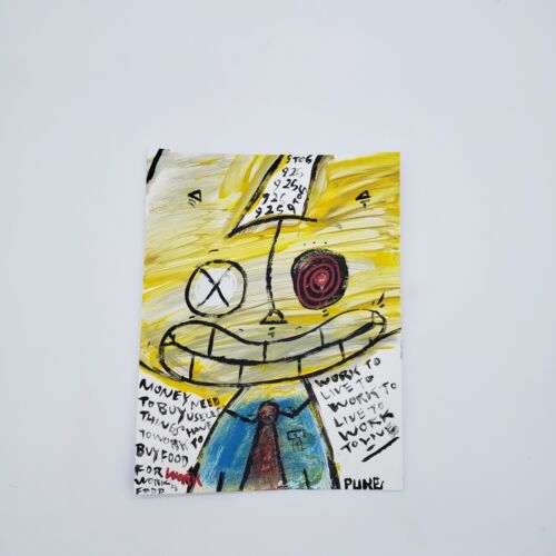 Rusty cat original neo expressionism painting on paper by New York artist PUKE - Picture 3 of 3