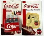 Vintage 1995 Coca Cola Arjon NEW Bottles & Polar Bear Refrigerator Magnets Pair