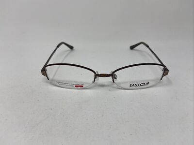EASYCLIP EC192 51/18/135 010 BROWN HALF RIMLESS EYEGLASSES FRAME :C87