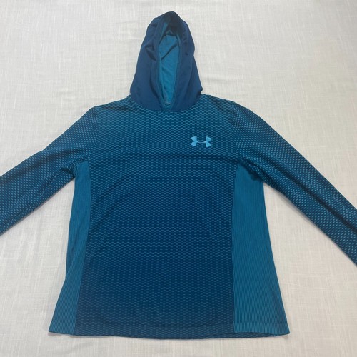 Under Armour Hoodie Girls Pullover Youth Size L Lightweight Heatgear Teal Blue - Picture 5 of 22