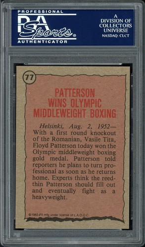 FLOYD PATTERSON AUTOGRAPHED SIGNED 1983 TOPPS OLYMPIANS CARD #77 PSA/DNA 96817 - Picture 2 of 2