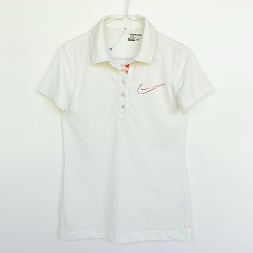 Camisa polo de golf Nike Dri Fit elástica para mujer S crema/naranja manga corta con cuello - Imagen 10 de 13
