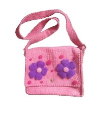 Handarbeit 100% Wolletasche Stoff Umhäng Schultertasche Handtasche Blumen  Filz
