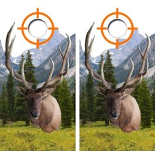 Big Bull Elk in Mountains Cornhole Board Wrap LAMINATED Decal Vinyl Sticker 4582