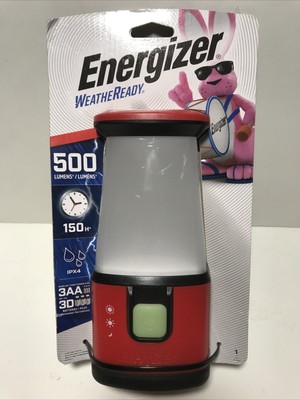 Energizer Weather Ready 500 Lumens Red Emergency Lantern Camping Light