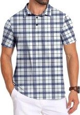 Mens Moisture Wicking Polo Shirt Quick Dry Short Sleeve Golf Athletic Casual