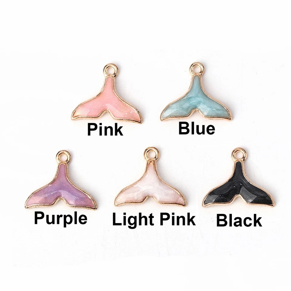 Colgantes enchapados en oro esmalte azul 18 mm con dijes de cola de sirena C1701 -2, 5 o 10 piezas Foto 2 de 4