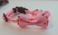 HEART BOW RED PINK CHARM CAT BREAK-AWAY ADJUSTABLE COLLAR -7" TO 10" XS TO SMALL