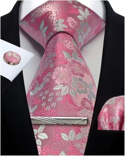 EE. UU. Para Hombres Corbata de Seda Paisley Corbata Pañuelo Gemelos Bolsillo Cuadrado Corbata Conjunto - Imagen 52 de 59
