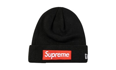supreme beanie black red logo