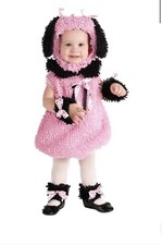 Baby Poodle Dog Costume Size 18M - 2T Black Pink Bodysuit W/ Hood