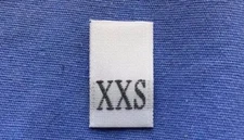 100Pcs White Taffeta Woven Clothing Letter Size Tab Tag Label Size XXS Small 