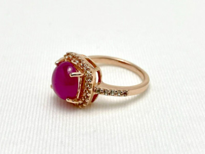 Ruby Prong Setting Rose Gold Plated Sterling Silver Ring