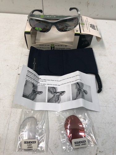 Optic Nerve Sequencer 3 Interchangeable Lenses Lightweight Sunglasses, Silver