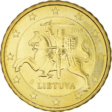 [#373138] Lituania, 10 Euro Cent, 2015, SPL, Ottone, KM:208