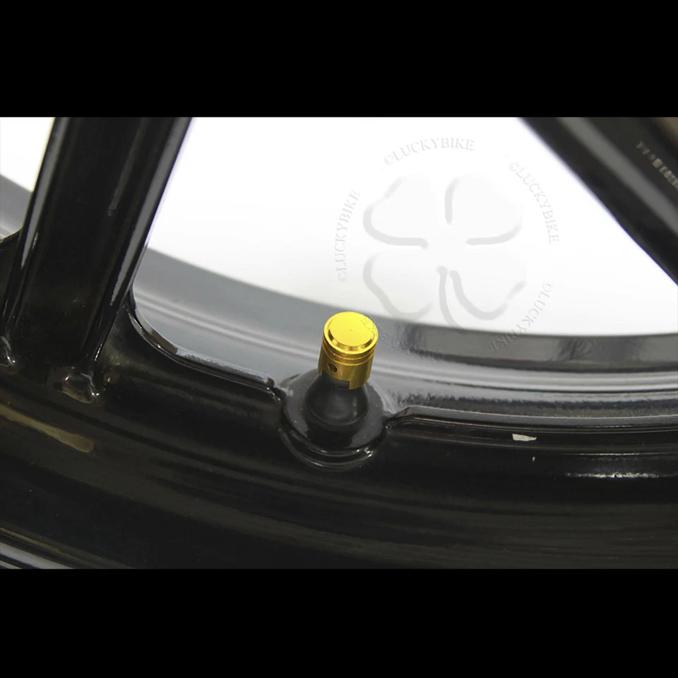 2x Tapa de válvula cubierta dorada neumático GSXR 600 750 Ninja R1 R6 vástago pistón CNC aluminio Foto 2 de 2