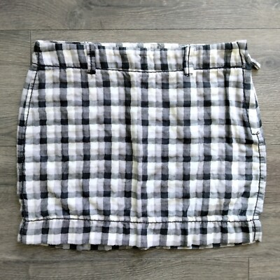 Max Studio White & Grey Plaid Cotton Mini Skirt Women's Size 2