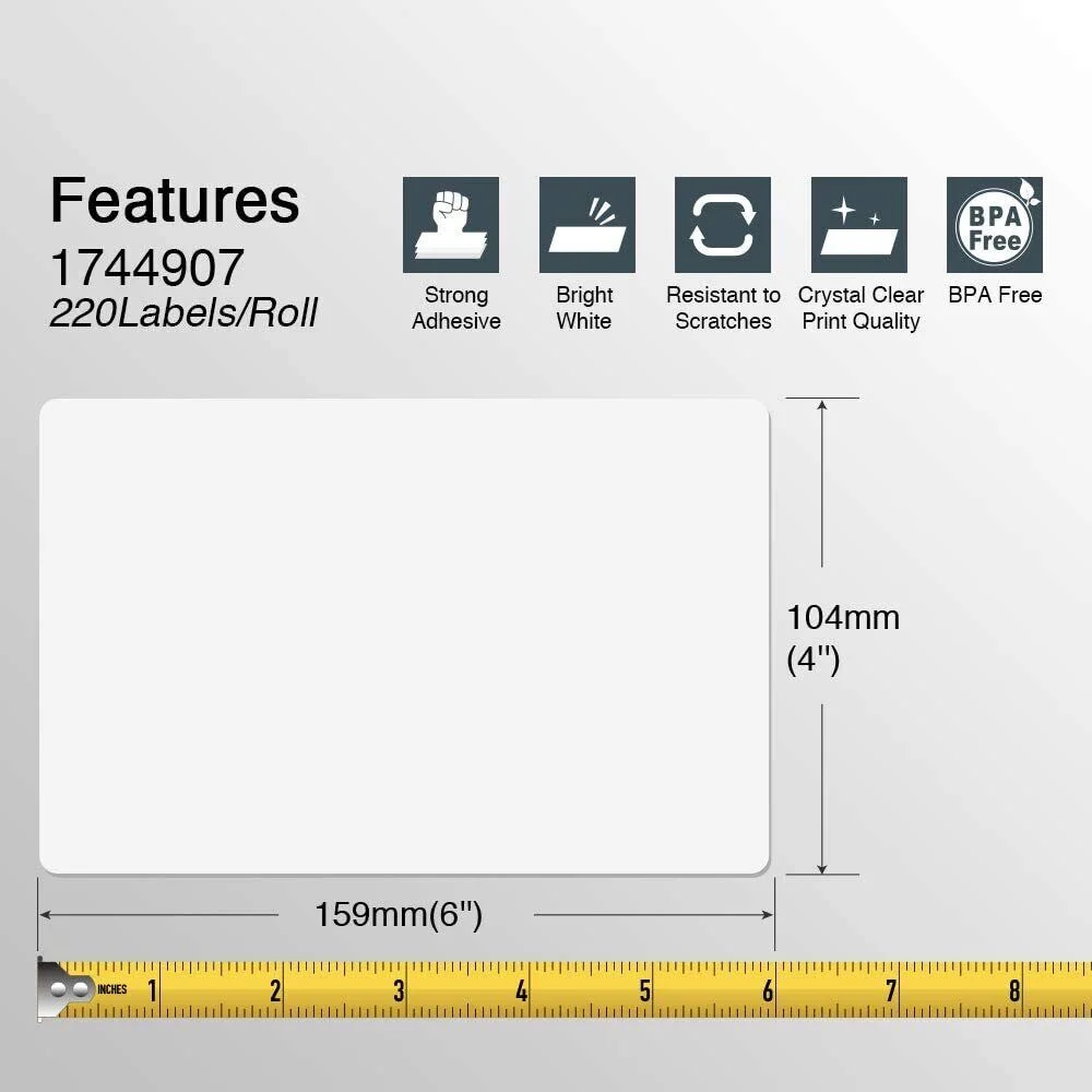 4 Rolls Of 4x6 Direct Thermal Shipping Labels - 450 Labels/Roll, Fits Zebra ZP500 ZP505 Printers 2 thumbnail image