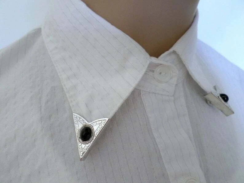 Удивительный классический овальной огранки черный оникс юго-западный стиль воротник советы в 925 серебро - Изображение 2 из 4
