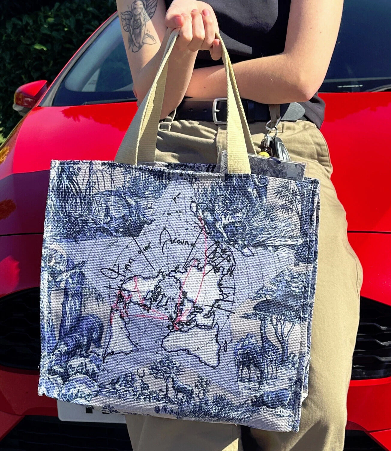 SAC CABAS BANDOULIÈRE PAILLE VIP LIMITÉ IMPRIMÉ MARINE CHRISTIAN DIOR AUTOUR DU MONDE