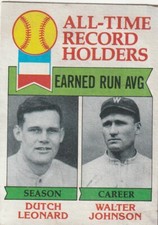 FREE SHIPP-1979 Topps Dutch Leonard Walter Johnson All-Time Record Holders #418