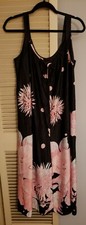 VTG 70s Miss Elaine XL Floral Nylon Long Nightgown Lingerie 45"B 51"L DAMAGED