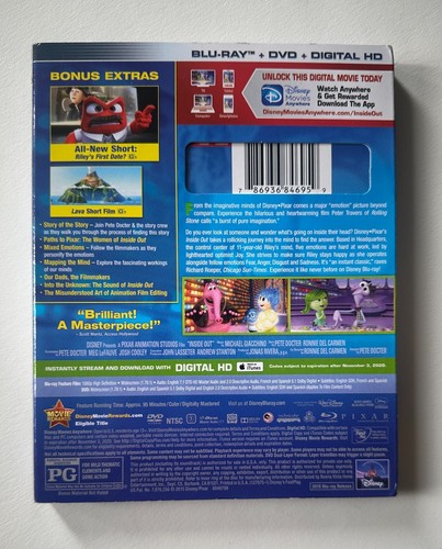 Disney/Pixar INSIDE OUT (2015) 3-Disc | Blu-ray + DVD - Picture 2 of 6