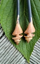 1 pair  Handmade Sea Shell Hair Stick Pick Pin 7”long