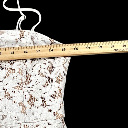 Lulus Dress Womens M White Crochet Lace Lined Bodycon Split Hem AMAZING ALLURE - Picture 11 of 13