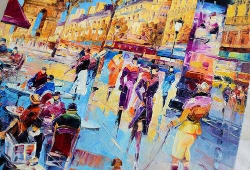 Triumphal Arch in Paris Oil Painting Art by Motives Kal Gajoum pallete knife - Picture 11 of 12