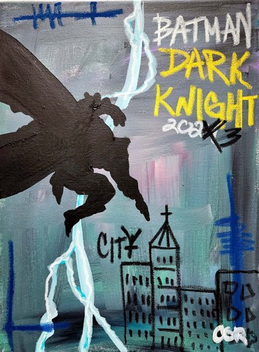 CORBELLIC CUBISM 16X20 DARK KNIGHT BATMAN LARGE PORTRAIT COVER POP ART PAINTING