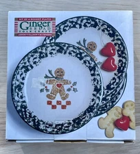 Folkcraft Gingerbread Man Salad Dessert Plates Tiensman Christmas Quantity 4 New