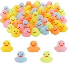 50 Pcs Multicolor Mini Rubber Ducks Baby Bath Toy ,Children Squeak and Float Col