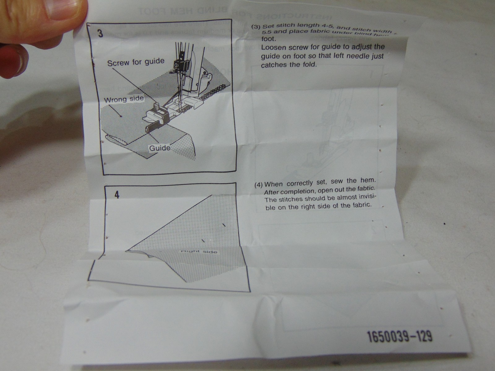 WHITE SERGER REPLACEMENT PART SL234D & OTHERS BLIND HEM FOOT 1650039