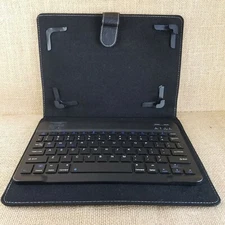 Bluetooth Wireless Keyboard Phone Tablet Black Leather Adjustable Size C8-858