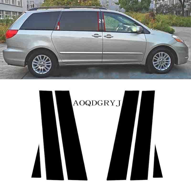 6Pcs PC Pillar Posts For Toyota Sienna 2004-2010 Set Door Trim Piano Cover