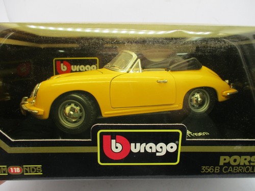 Burago - 1961 Porsche 356B Cabriolet Yellow 1/18 Scale Diecast Car - Picture 3 of 6